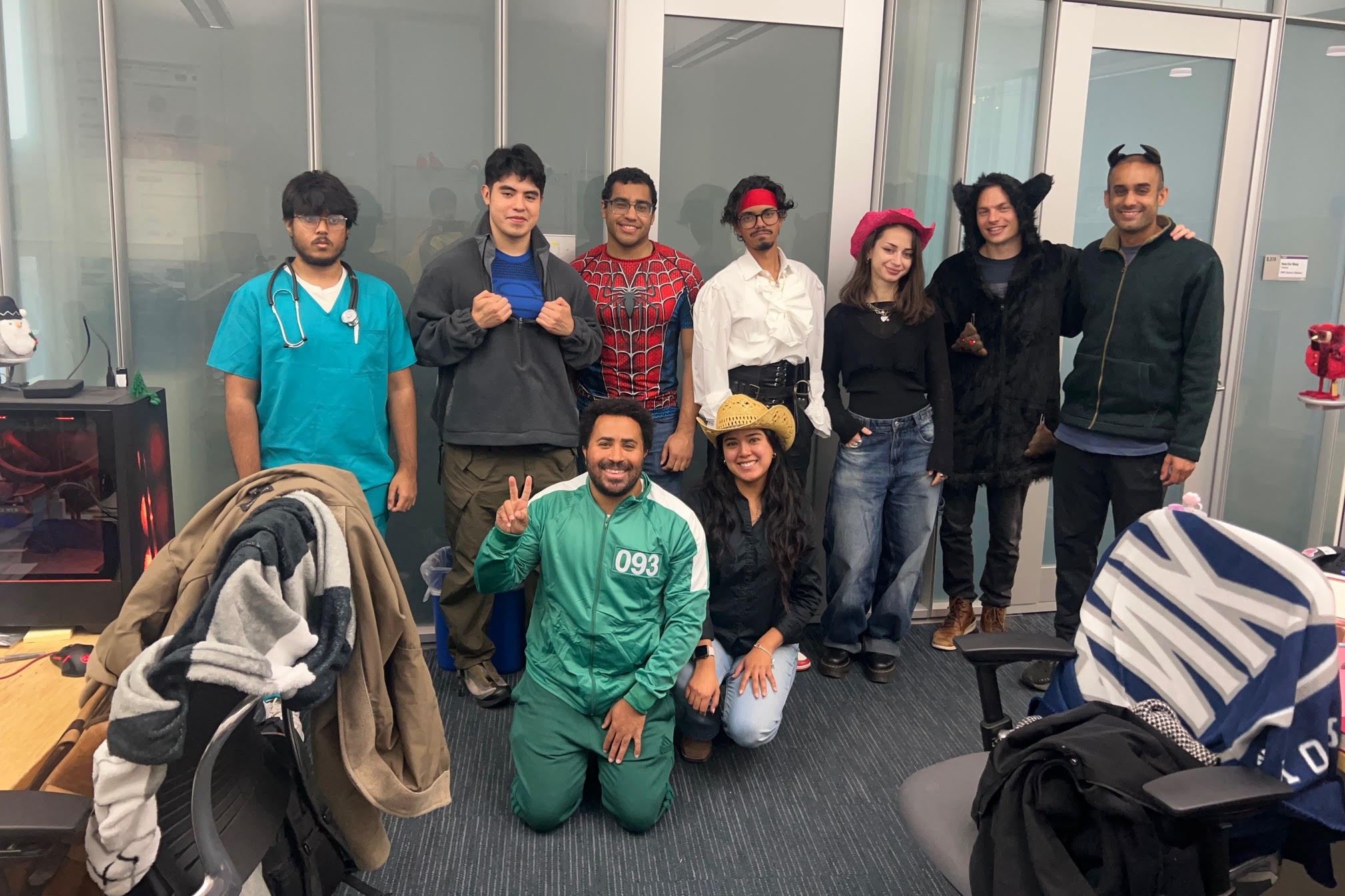 Lab group photo in Halloween costumes